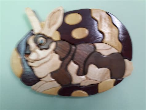 Easter Bunny Wood Intarsia Wall Hanging Handcrafted Scroll Etsy