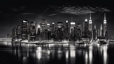 Gambar Latar Langit Bandar New York Pada Waktu Malam Adalah Imej Hitam