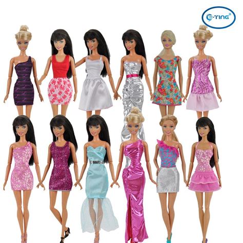 E Ting 5pcs Fashion Mini Dress For Barbie Doll Handmade Short Party Dress Clothes Mini Dress