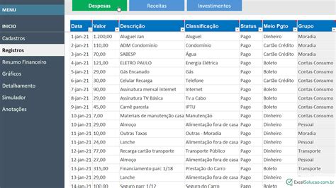 Planilha De Or Amento Familiar E Gastos Pessoais Em Excel