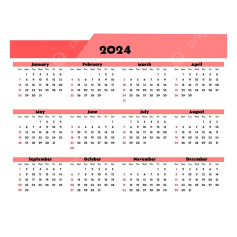 Gambar Kalendar 2024 Yang Bergaya Vektor 2024 Kalendar Tahun Baru