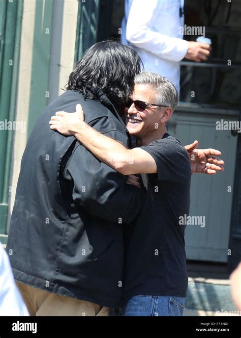 george clooney filming and directing the movie the monuments men on location in rye featuring