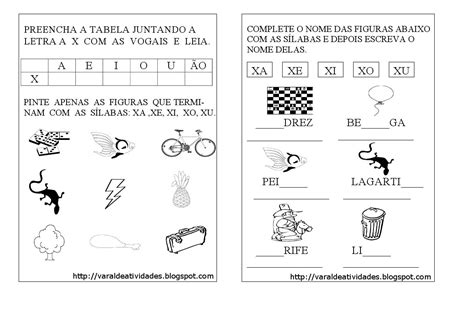 Atividade Familia Silabica Letra X