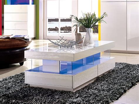 Soyez enchant� par notre belle collection de table basse : Table basse FABIO MDF laqué blanc LEDS - Table basse Vente ...