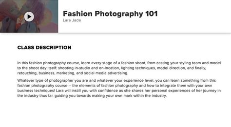 Fashion Photography Courses Online Iol
