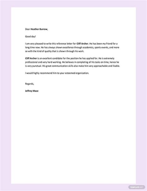 Free Nanny Reference Letter Google Docs Word Apple Pages PDF Template Net In