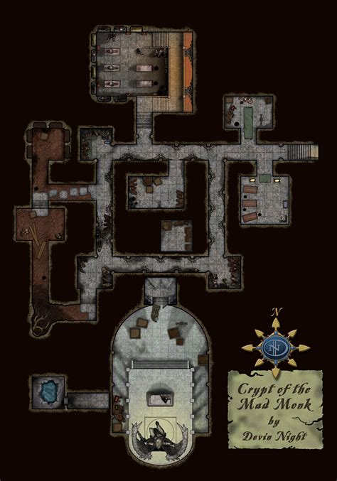 Crypt Of The Mad Monk Dnd Maps Fantasy Map Dungeon Maps