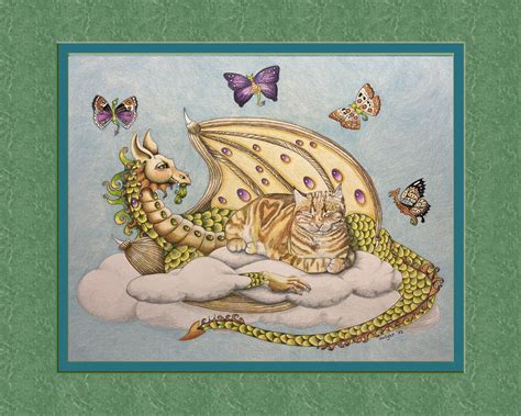 Floating Dragon Loafing Tiger 8x10 Frame Size Double Faux Etsy