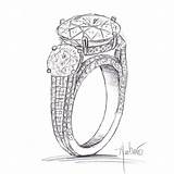 Ring Drawing Hand Custom Engagement Fire Drawings Jewelry Trio Stone Getdrawings Bez Ambar sketch template