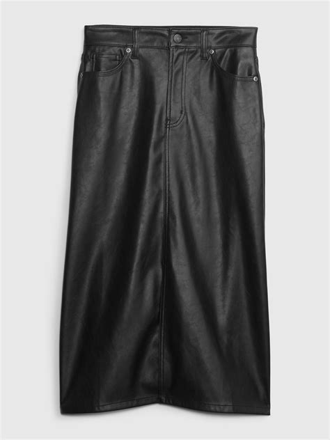 vegan leather midi skirt gap