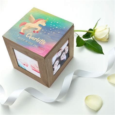 Maybe you would like to learn more about one of these? Personalised Baby Unicorn Photo Cube with Rainbow ...