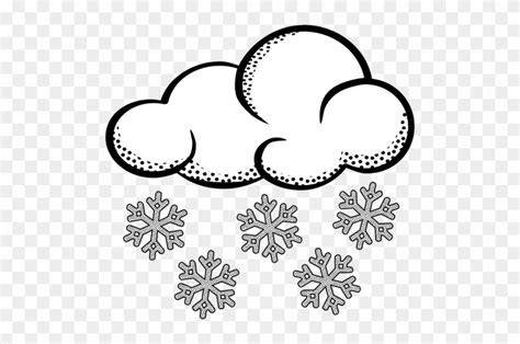Clip Art Of Think Line Art Snowy Cloud Snow Cloud Clipart Black And