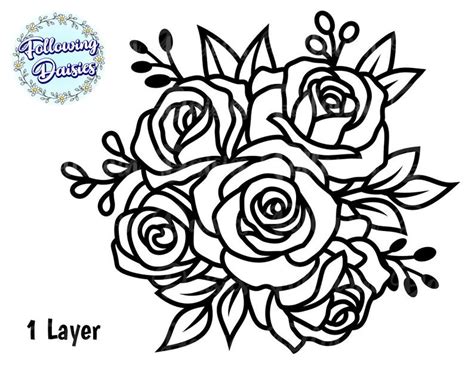 Flowers In Svg Roses Bouquets Floral Decoration Flowers Etsy Easy