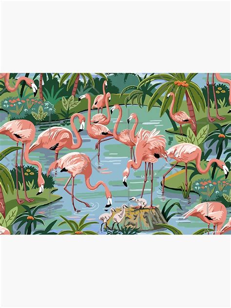 Flamingo Lagoon Vintage Style Paint By Number Poster For Sale By