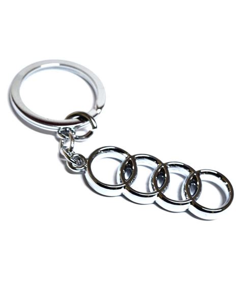Adhvik Premium Automotive Unisex Audi Logo Silver Metal Keychain
