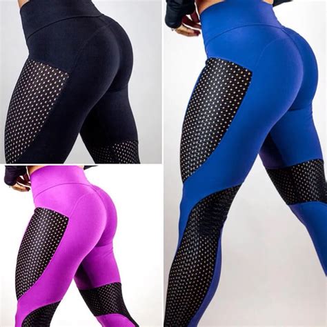 woman yoga sport leggings patchwork female mesh sexy girls pants black tights lady women jogging