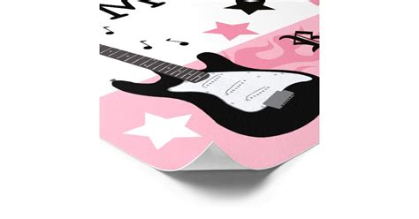 Pink Rock Star Guitar Custom Birthday Banner Poster Zazzle