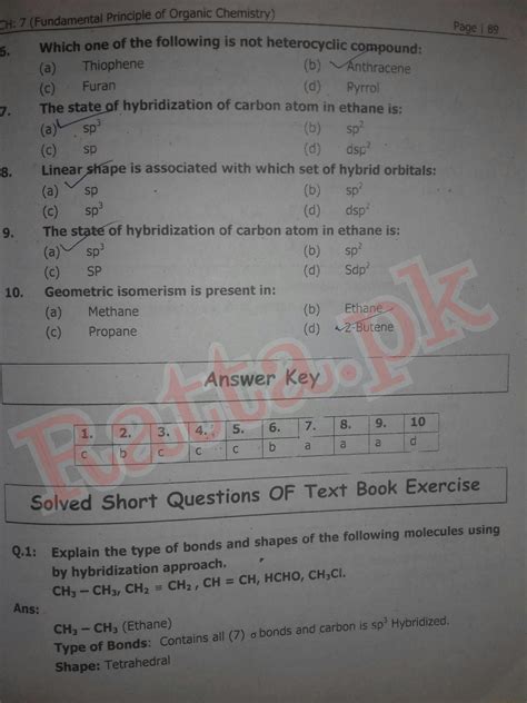 Fsc Nd Year Chemistry Chapter Notes Mcqs Short Questions Fundamental Principles Of