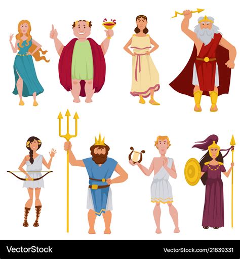Ancient Greek Gods Cartoon Characters Royalty Free Vector