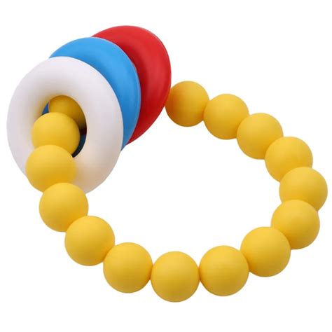 1pc Teether Teething Silicon Ring Silicone Beads Hand Weave Bracelet Organic Infant Neutral T