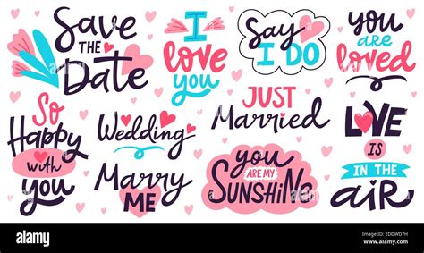 Romantic Lettering Wedding Valentines Day Romantic Phrases Hand Written Love Calligraphy