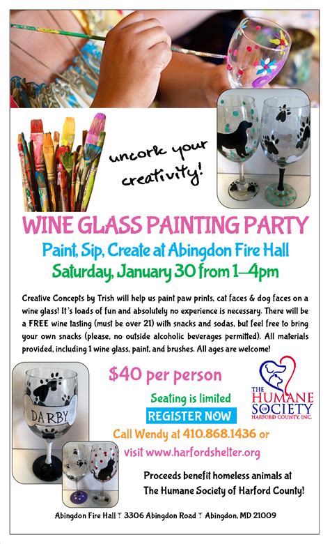 Wine Glass Painting Party The Humane Society Of Harford County