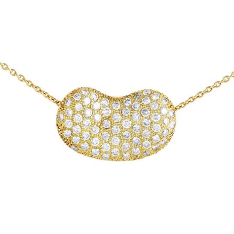 Elsa Peretti Bean Necklace Gold Tiffany 18k Yellow Gold