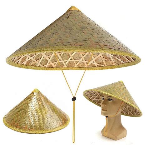 Kinesisk Orientalisk Vietnamesisk Japansk Coolie Halm Bambu Solhatt