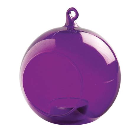Glass Bauble Hanging Tealight Holder Purple By Garden