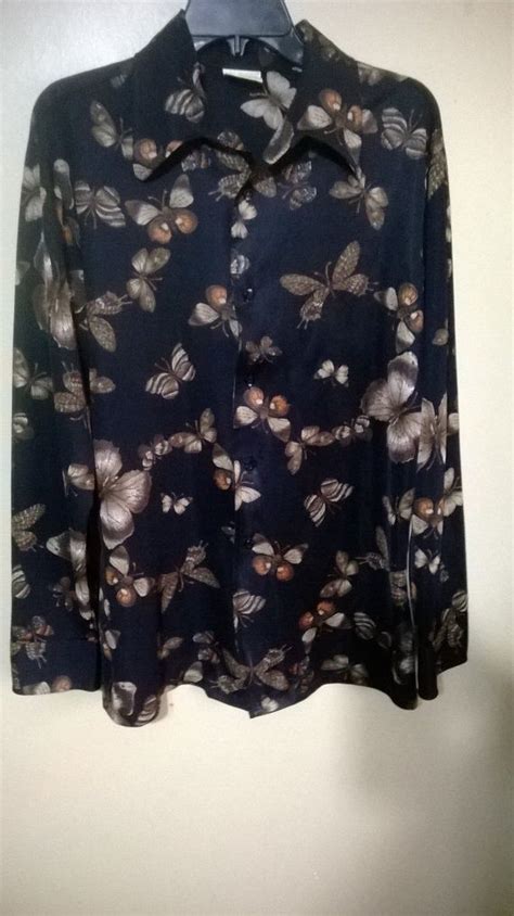 Groovy Vintage 70s Butterfly Print With Butterfly Collar Shirt Etsy