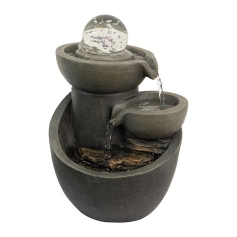 Pure Garden 3 Tier Tabletop Water Fountain With Rolling Glass Ball