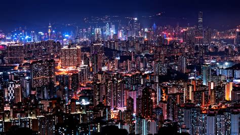 Download Wallpaper Hong Kong Night Lights 1920x1080