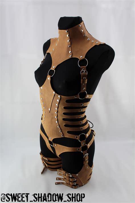 genuine leather full body harness corset harness neck corset etsy