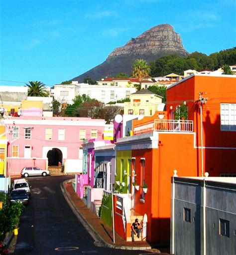 Bo Kaap In Cape Town Against The Side Of Lions Head Is The Most