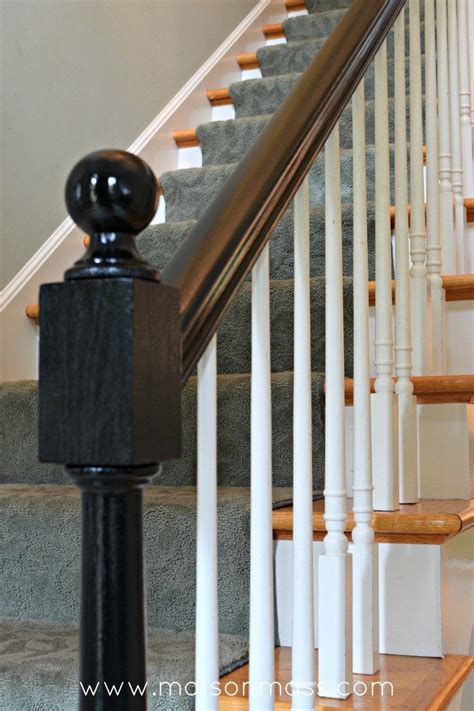 Painting Oak Newel Posts Black | Black banister, Painted stair railings