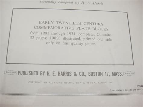 Harris Early Twentieth Century Commemorative Plate Block Stamp Album S