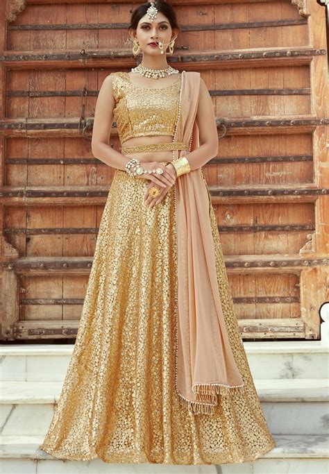 Golden Bollywood Wedding Lehenga