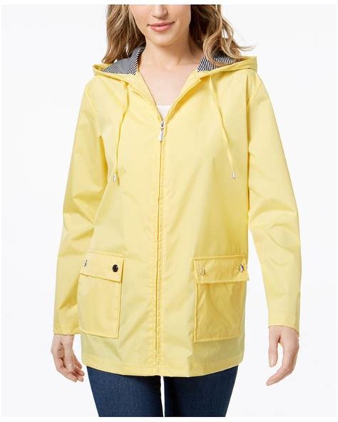 Karen Scott Hooded Rain Jacket Created For Macys In Yellow Lyst