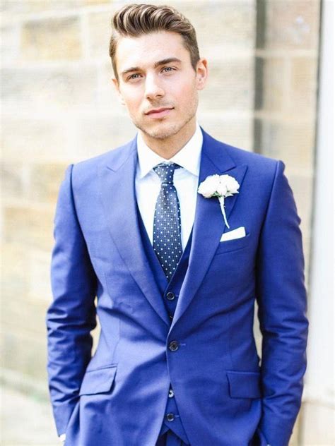 Custom Royal Blue Mens Wedding Suits Groom Tuxedos Notch Lapel