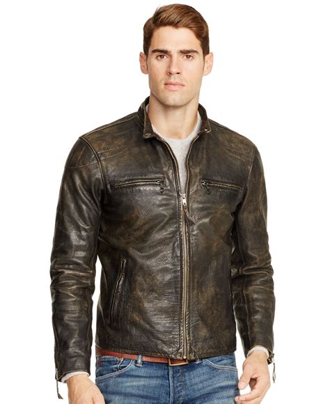 Lyst Polo Ralph Lauren Distressed Leather Jacket In Brown For Men