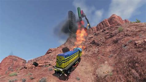 Trains Vs Cliff Beamng Drive Youtube