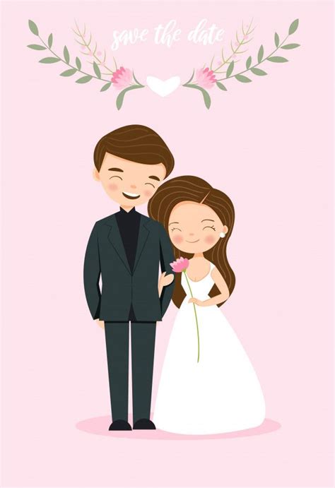 Safedrive norman recommends bride + groom cartoon. Cute Couple Bride And Groom For Wedding Invitation Card ...