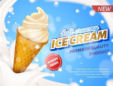 Premium Vector Banner Advertising Ice Cream Cone Premium Quality