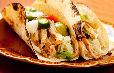 Chicken breast, crock pot, healthy. Crock Pot Chicken Tacos from 14 Easy Slow-Cooker Meals to ...