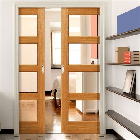 Double Pocket Humber Oak Sliding Door System In Two Size Widths With