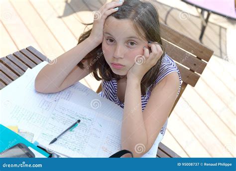Bored Teenage Girl Is Doing Her Homework Stock Image Image Of Attractive Knowledge 95008737