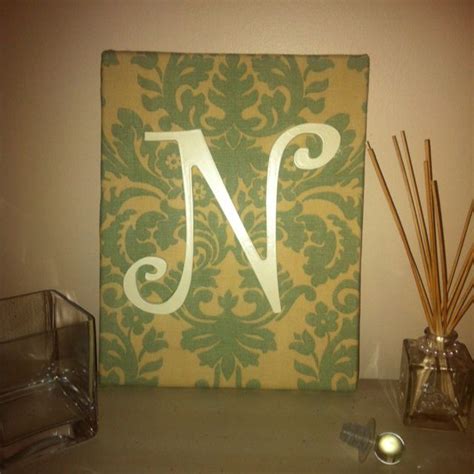 Fabric Covered Canvas With A Painted Wooden Letter Fabric Covered