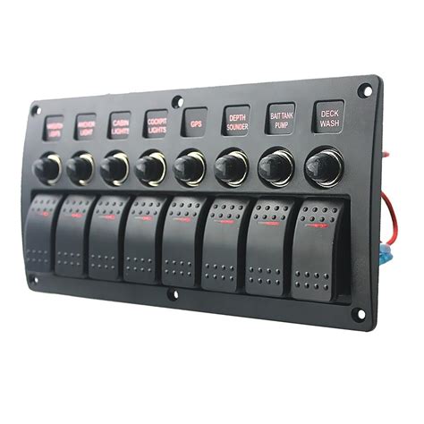 8 Gang 12v 24vrocker Switch Panel With Circuit Breaker For Motorhome