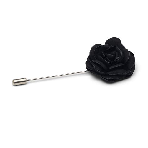 Kacy Black Small Round Petal Flower Lapel Pin Lapel Pins Politix