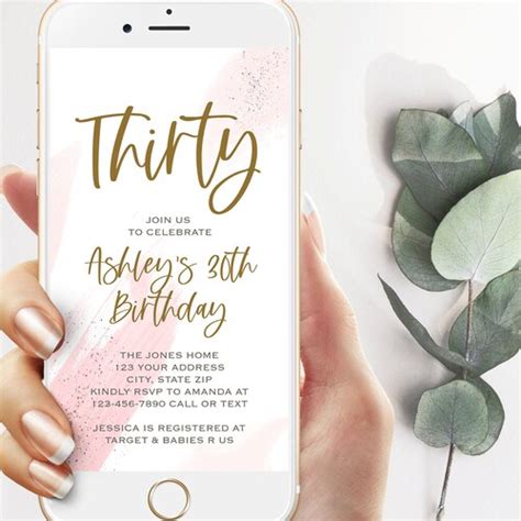 30th Birthday Party Electronic Invitation Template Editable Etsy